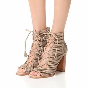 Frye Gabby Perf Ghillie Lace-up Peep-toe Booties